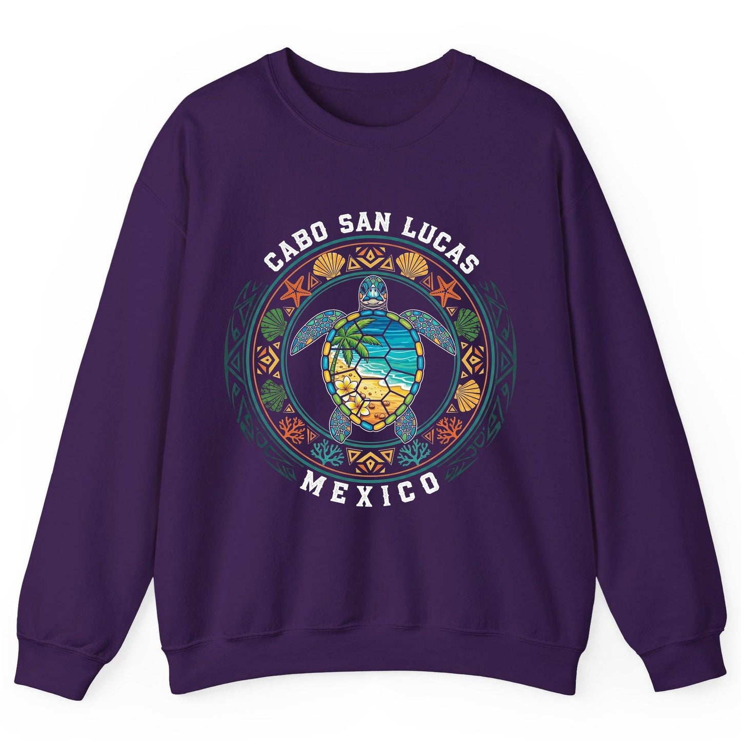 Cabo San Lucas Mexico sea turtle Sweatshirt Purple product mockup
