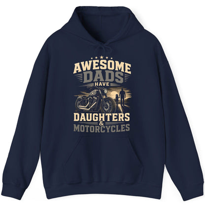 Awesome Dads Have Daughters & Motorcycles biker dad Hoodie Navy product mockup