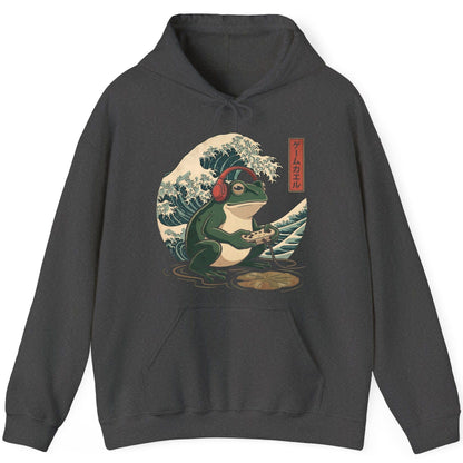 ゲームカエル gamer frog Hoodie Dark Heather product mockup