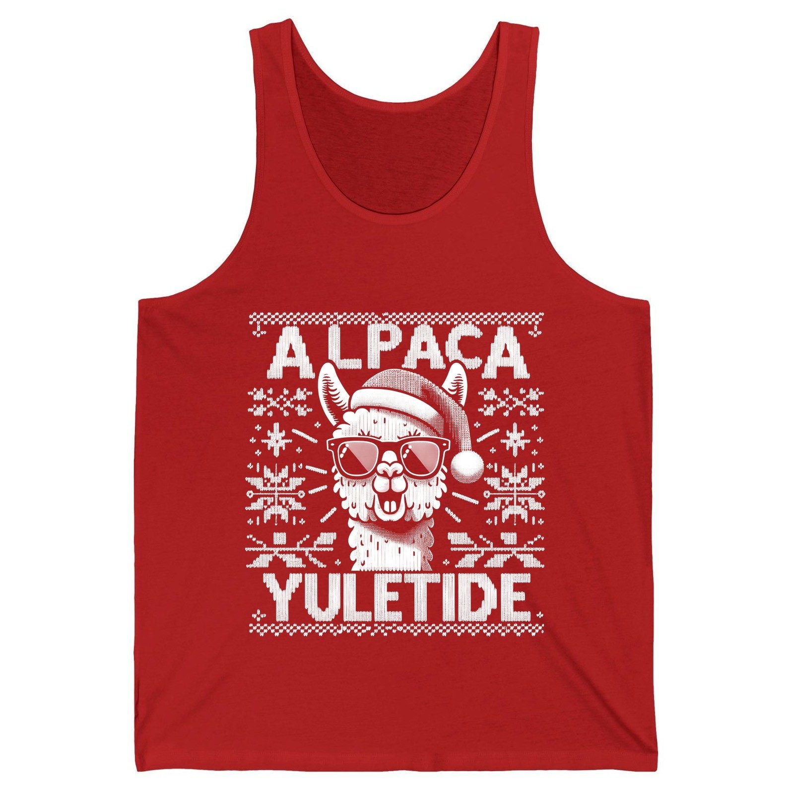ALPACA Yuletide Funny Lovers Tank Top - product mockup - Red