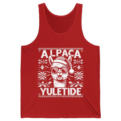 ALPACA Yuletide Funny Lovers Tank Top - product mockup - Red