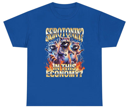 Serotonin in This Economy? raccoon Youth T-Shirt Royal product mockup