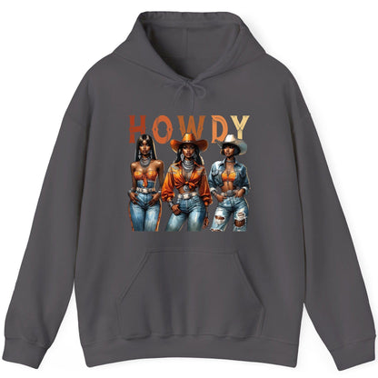Howdy black cowgirls Hoodie Charcoal product mockup