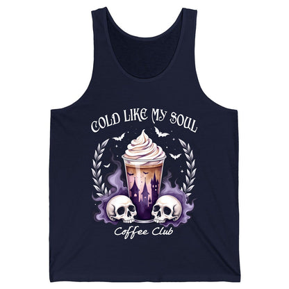 Cold Like My Soul Coffee Club gothic iced coffee Tank Top Navy product mockup