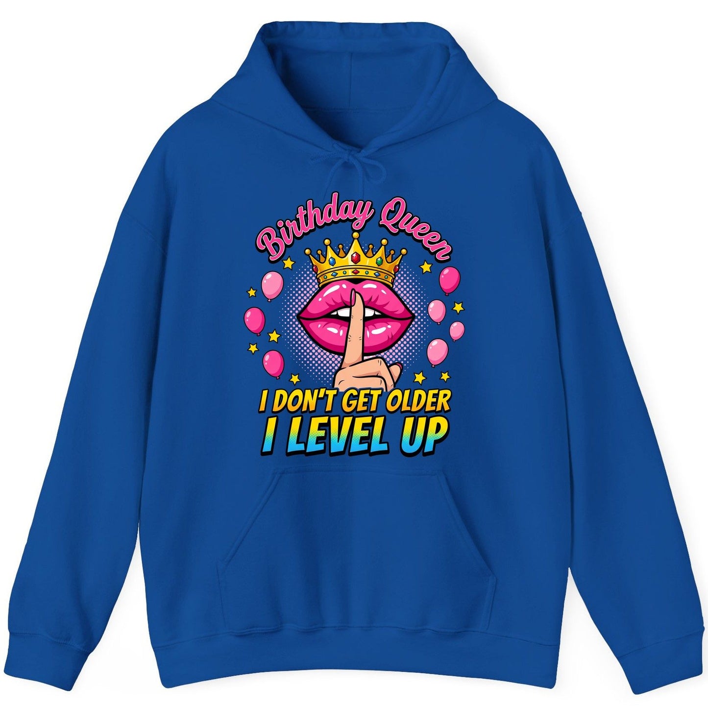 Birthday Queen I Don't Get Older I Level Up gamer birthday Hoodie Royal product mockup