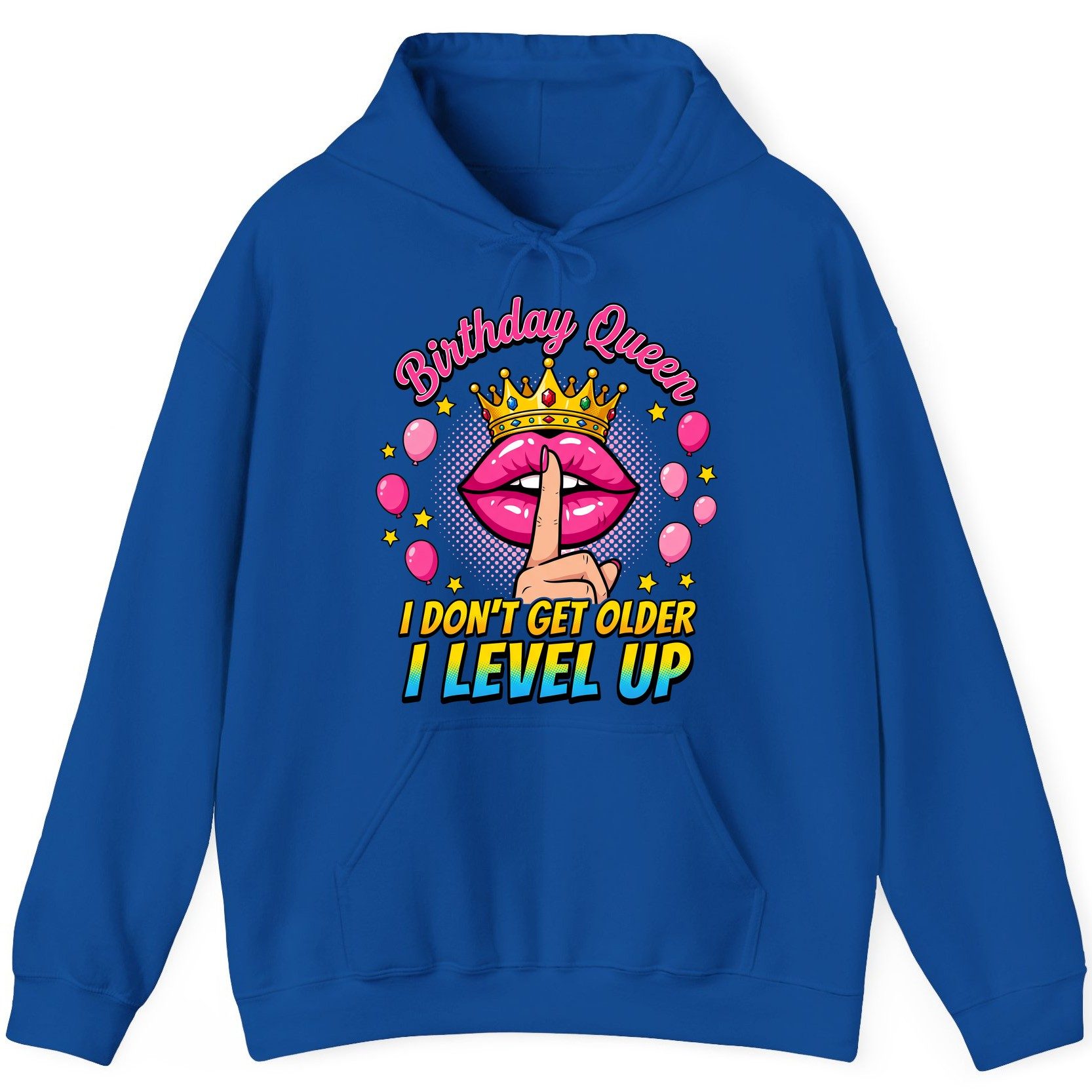 Birthday Queen I Don't Get Older I Level Up gamer birthday Hoodie Royal product mockup