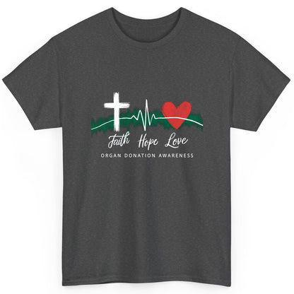 Faith Hope Love Organ Donation Awareness organ donation awareness T-Shirt Dark Heather product mockup