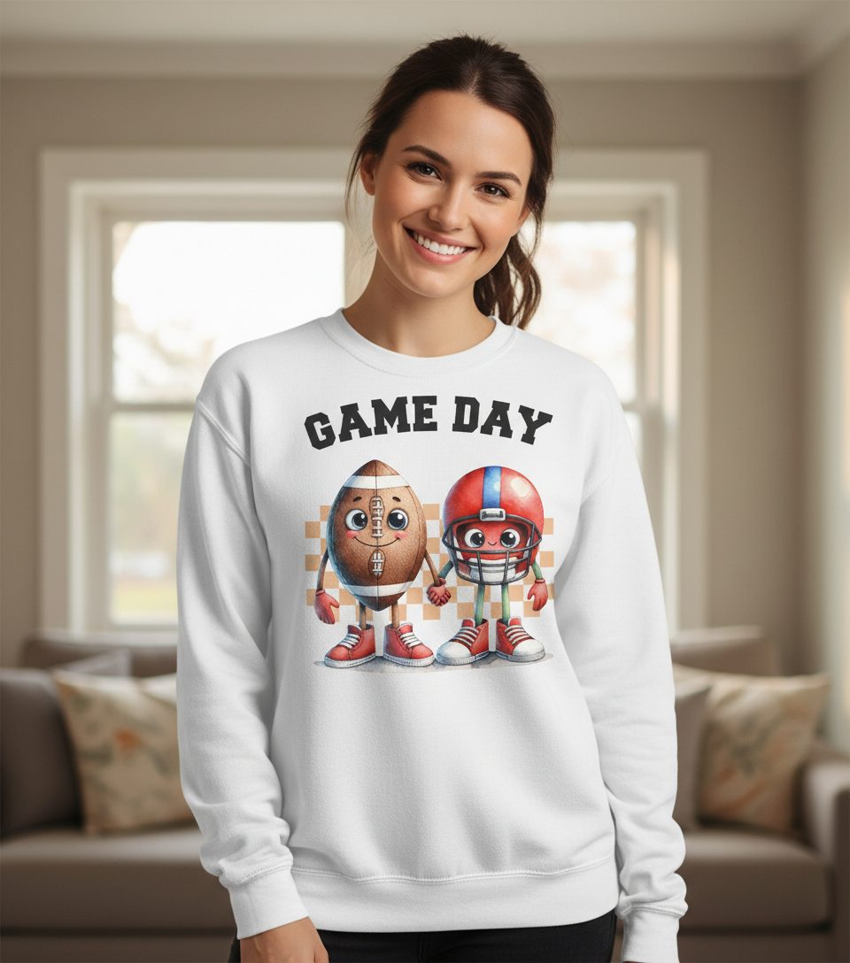 Game Day american football Sweatshirt White lifestyle mockup
