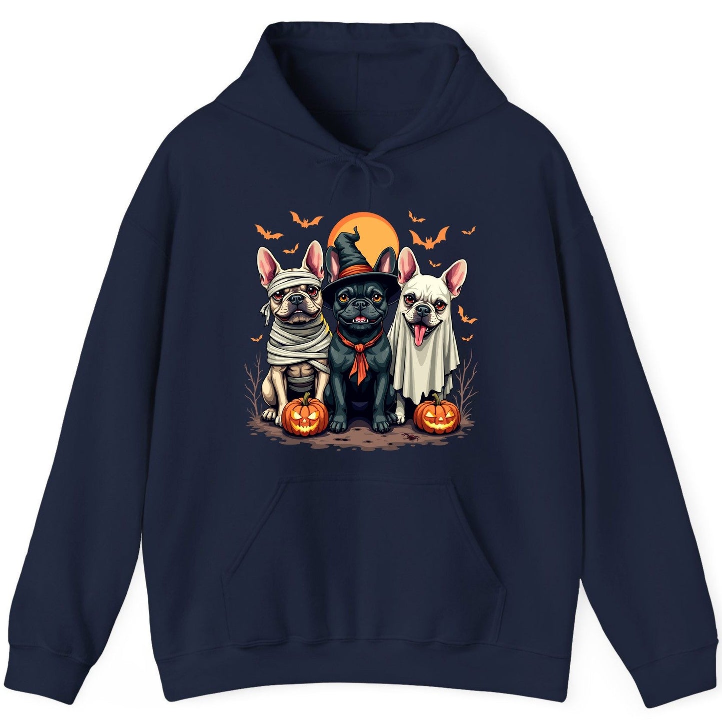 Halloween French Bulldogs Costumes french bulldogs Hoodie Navy product mockup