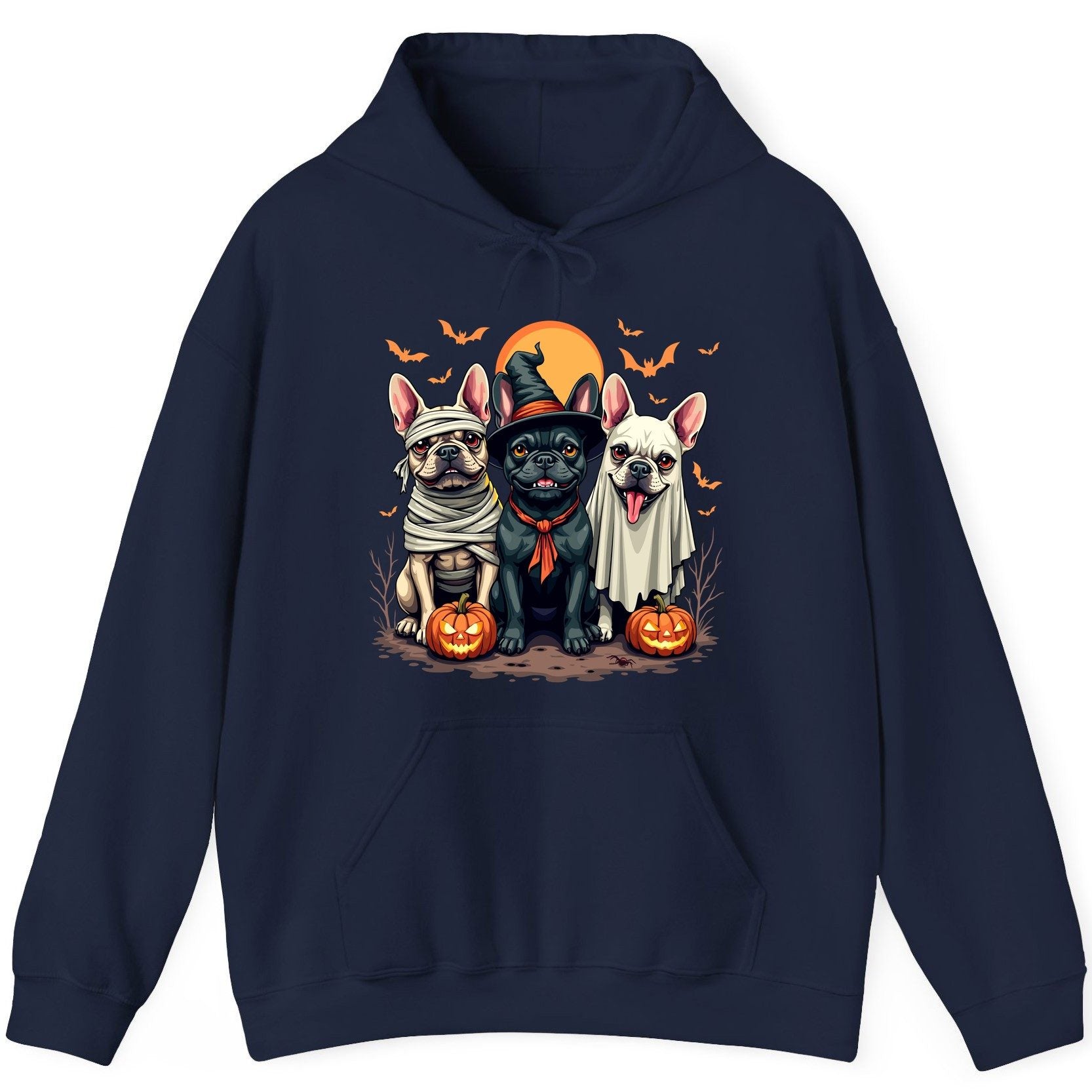 Halloween French Bulldogs Costumes french bulldogs Hoodie Navy product mockup