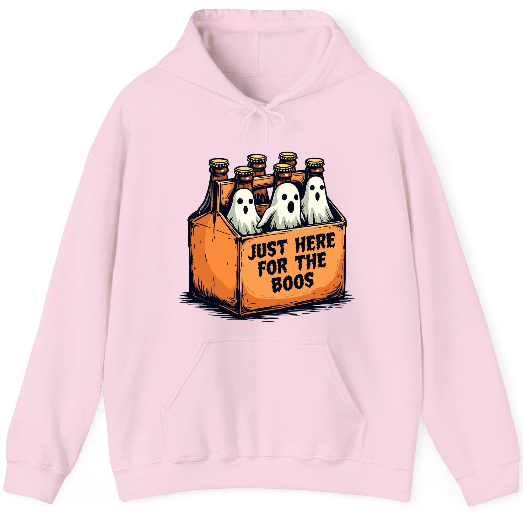 Just Here for the Boos Halloween Hoodie Light Pink product mockup