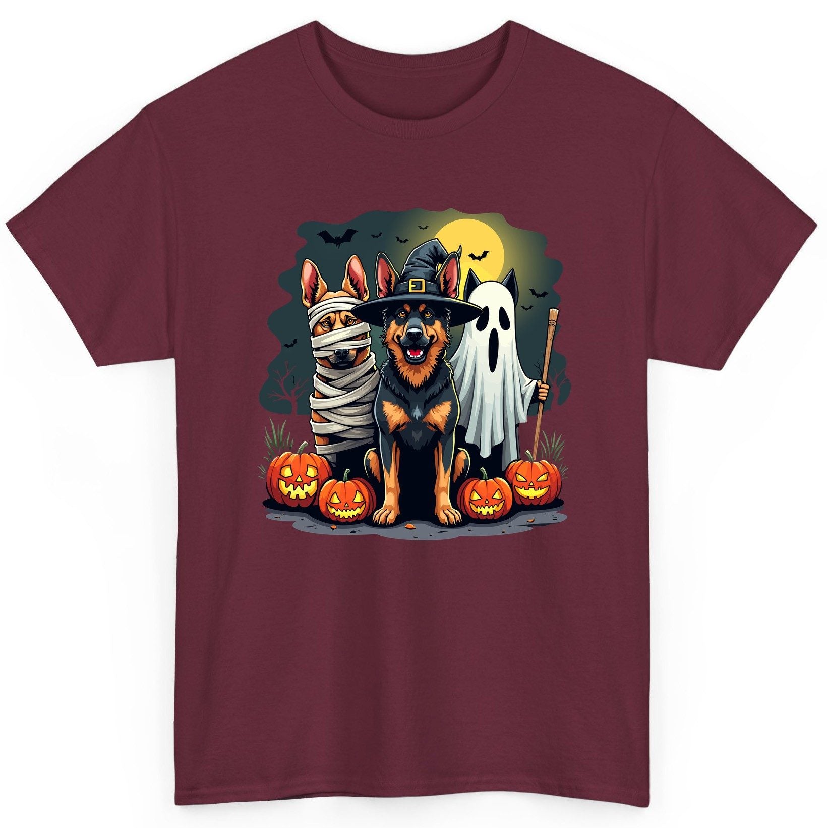 Halloween Dogs in Costumes Halloween dogs T-Shirt Maroon product mockup