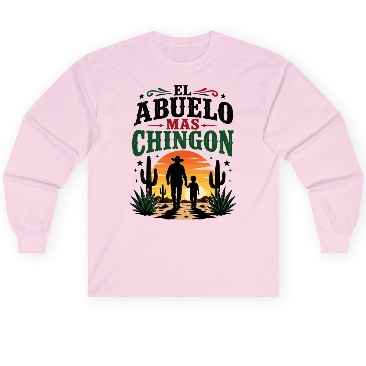 El Abuelo Mas Chingon grandfather and grandson Long Sleeve Tee Light Pink product mockup