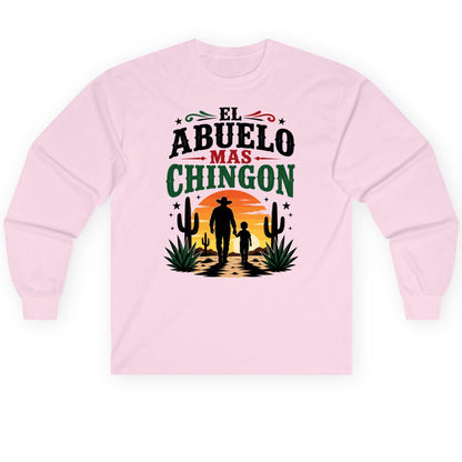 El Abuelo Mas Chingon grandfather and grandson Long Sleeve Tee Light Pink product mockup