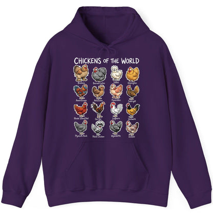 Chickens of the World chicken breeds Hoodie Purple product mockup