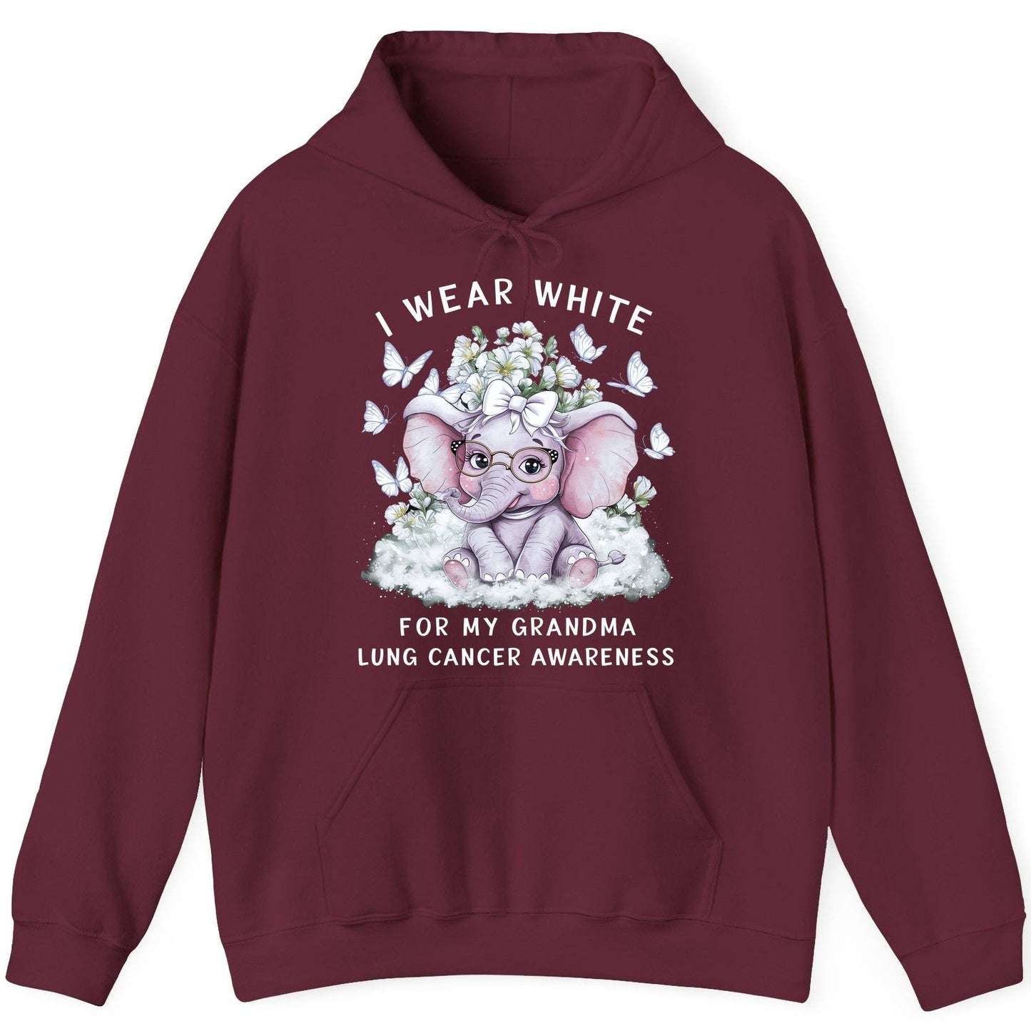 I Wear White for My Grandma Lung Cancer Awareness lung cancer awareness Hoodie Maroon product mockup