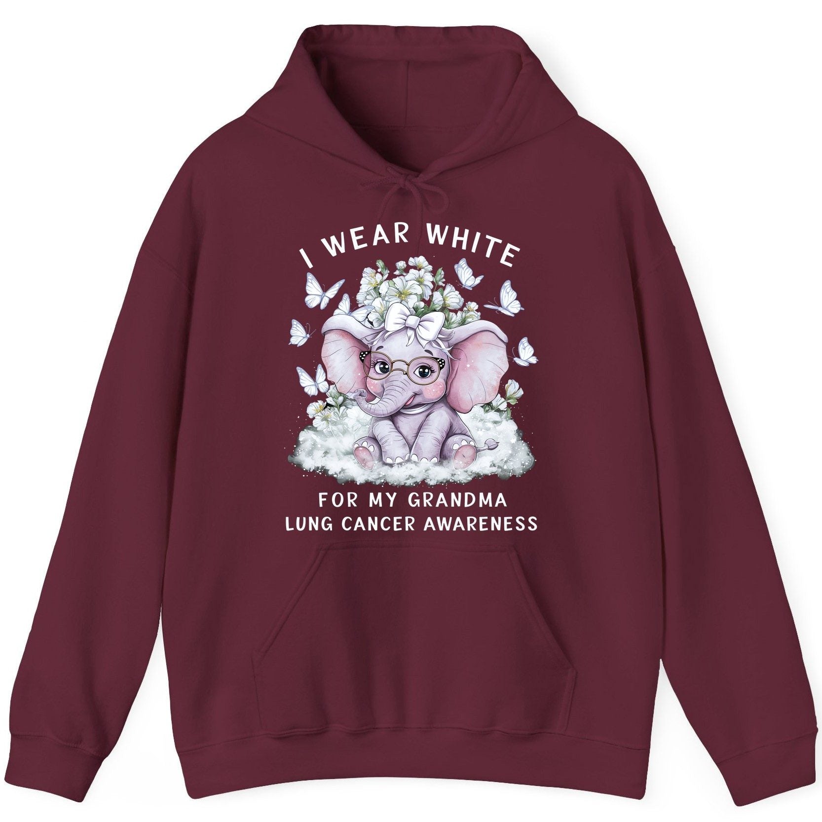 I Wear White for My Grandma Lung Cancer Awareness lung cancer awareness Hoodie Maroon product mockup