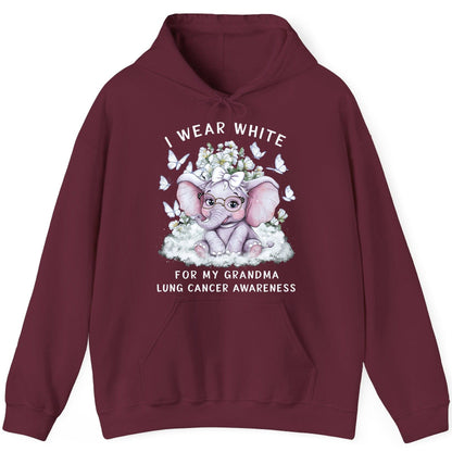 I Wear White for My Grandma Lung Cancer Awareness lung cancer awareness Hoodie Maroon product mockup