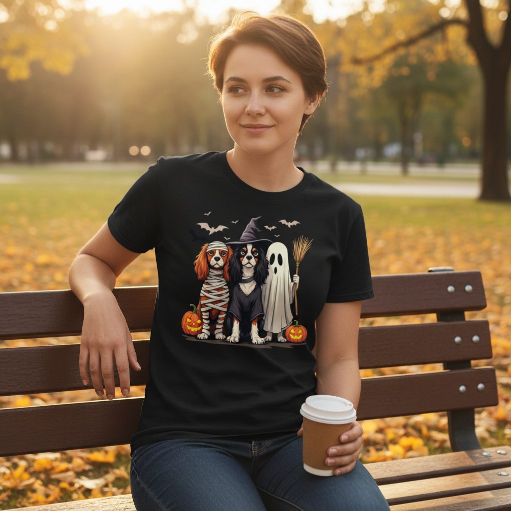 Cavalier Spaniel Halloween Dogs cavalier king charles spaniel T-Shirt Black lifestyle mockup
