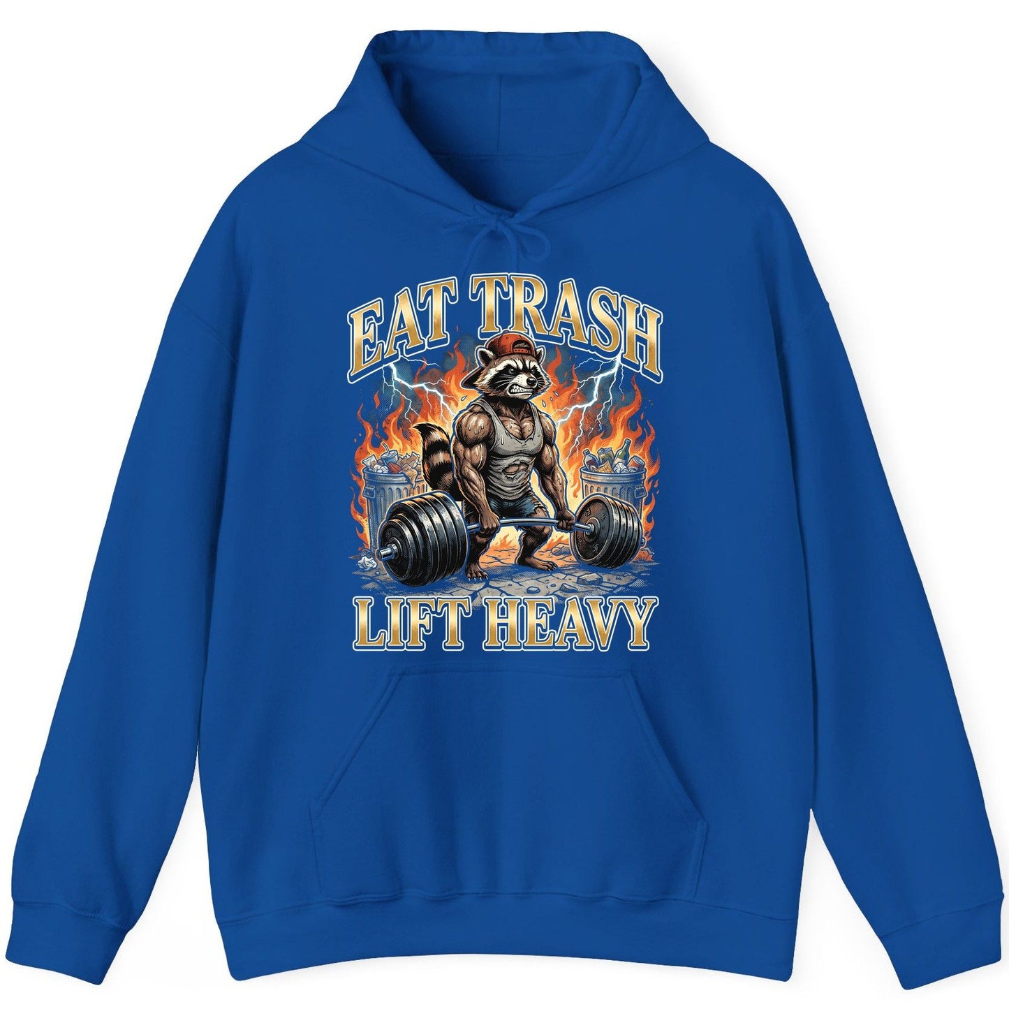 Eat Trash Lift Heavy raccoon Hoodie Royal product mockup