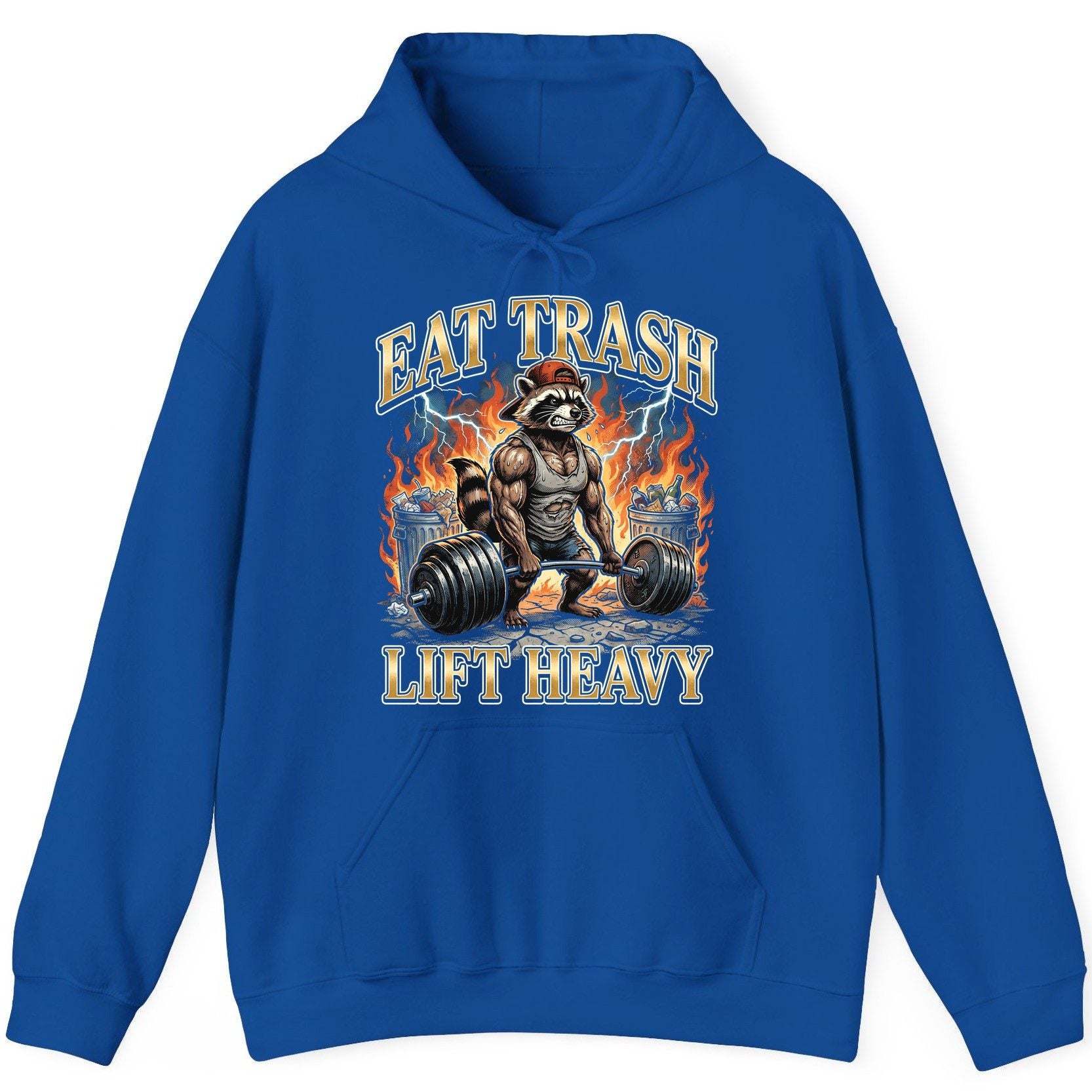 Eat Trash Lift Heavy raccoon Hoodie Royal product mockup