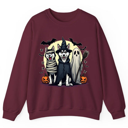Halloween Huskies in Costumes Halloween huskies Sweatshirt Maroon product mockup