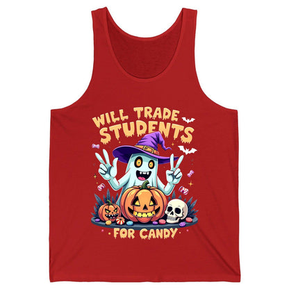 Will Trade Students for Candy teacher humor Tank Top Red product mockup