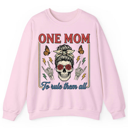 ONE MOM to Rule Them All Funny Skull Sweatshirt - product mockup - Light Pink