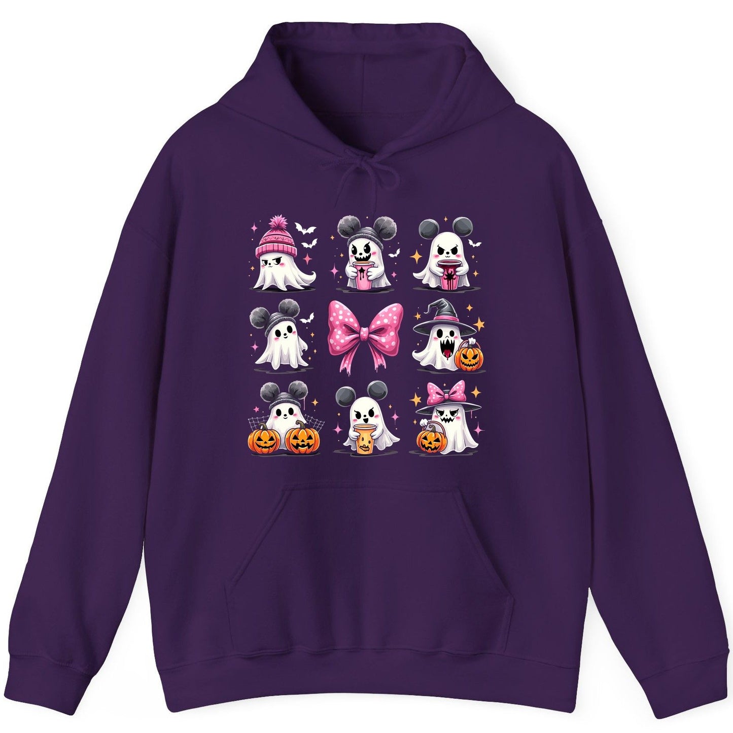Cute Pink Halloween Ghosts Halloween ghosts Hoodie Purple product mockup