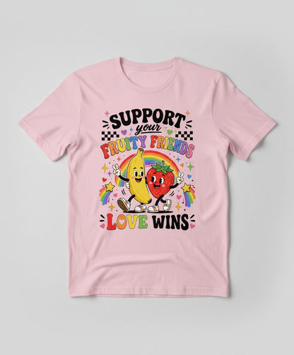Support Your Fruity Friends Love Wins Retro Lgbtq Pride T-Shirt - product mockup - Light Pink