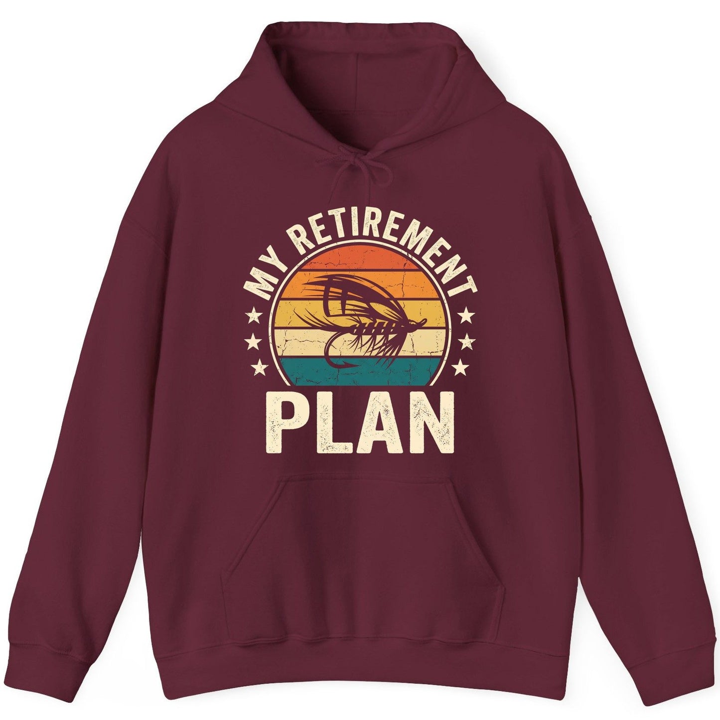 My Retirement Plan fly fishing Hoodie Maroon product mockup