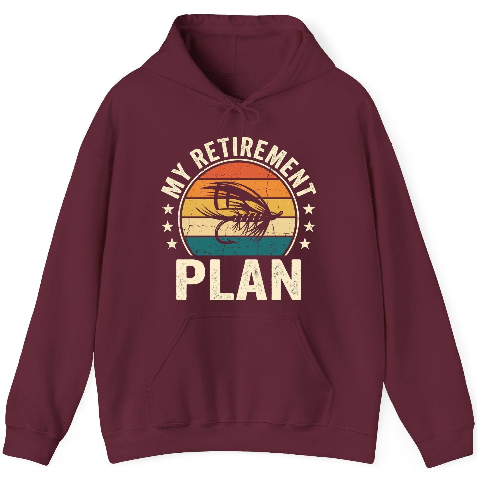 My Retirement Plan fly fishing Hoodie Maroon product mockup