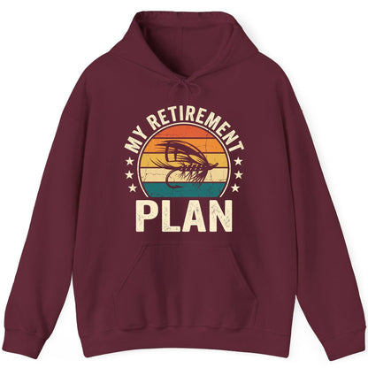 My Retirement Plan fly fishing Hoodie Maroon product mockup