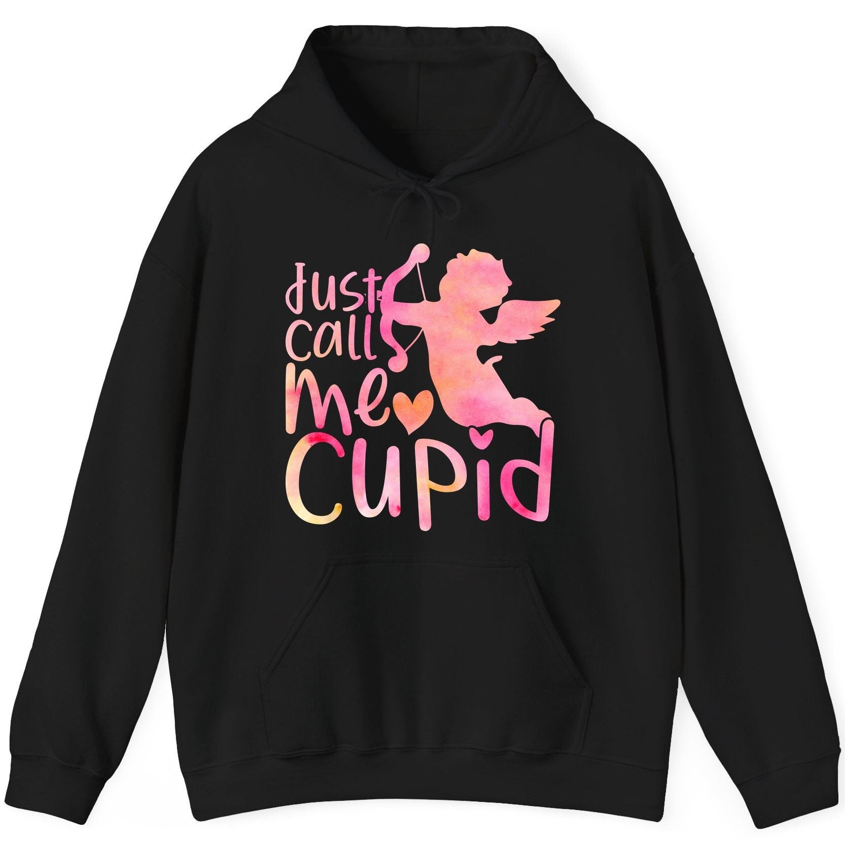 Just Call Me Cupid cupid Hoodie Black product mockup