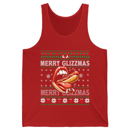 Merry Glizzzmas hot dog Tank Top Red product mockup