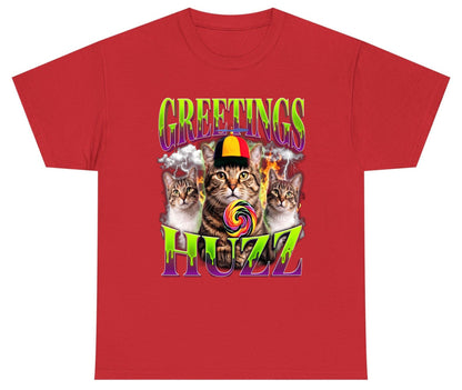 Greetings HUZZ Funny Cat Youth T-Shirt - product mockup - Red