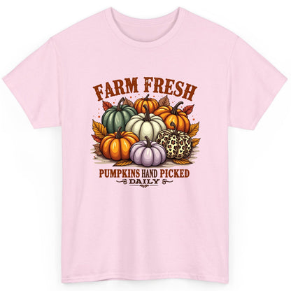 Farm Fresh Pumpkins Hand Picked Daily autumn pumpkins T-Shirt Light Pink product mockup