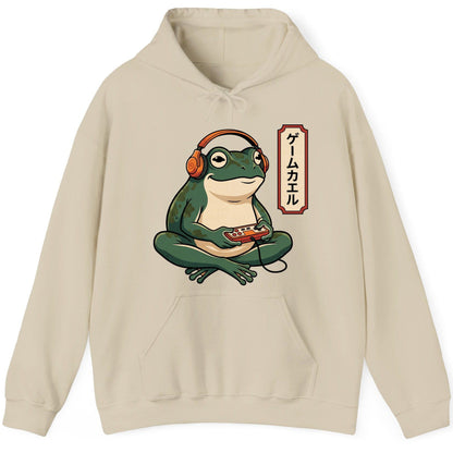 ゲームカエル gamer frog Hoodie Sand product mockup