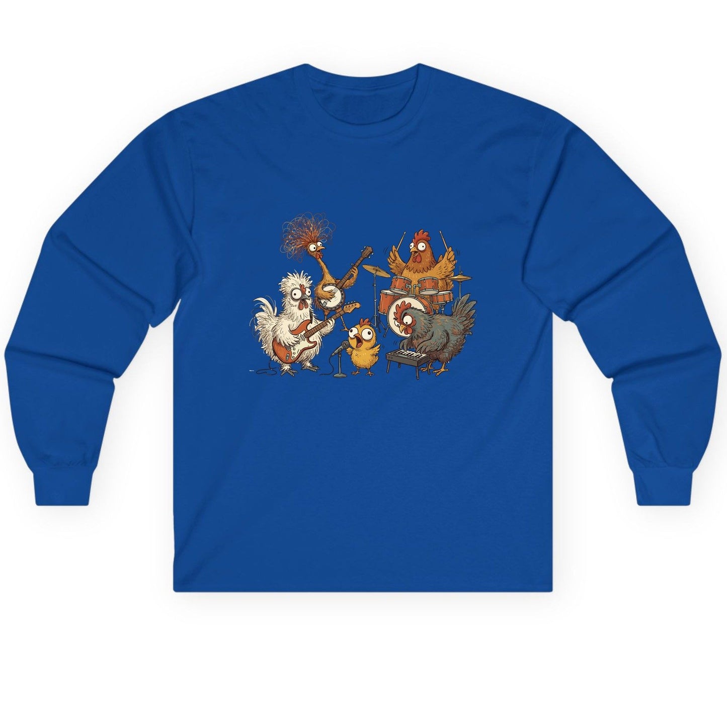 Chicken Rock Band chicken rock band Long Sleeve Tee Royal product mockup