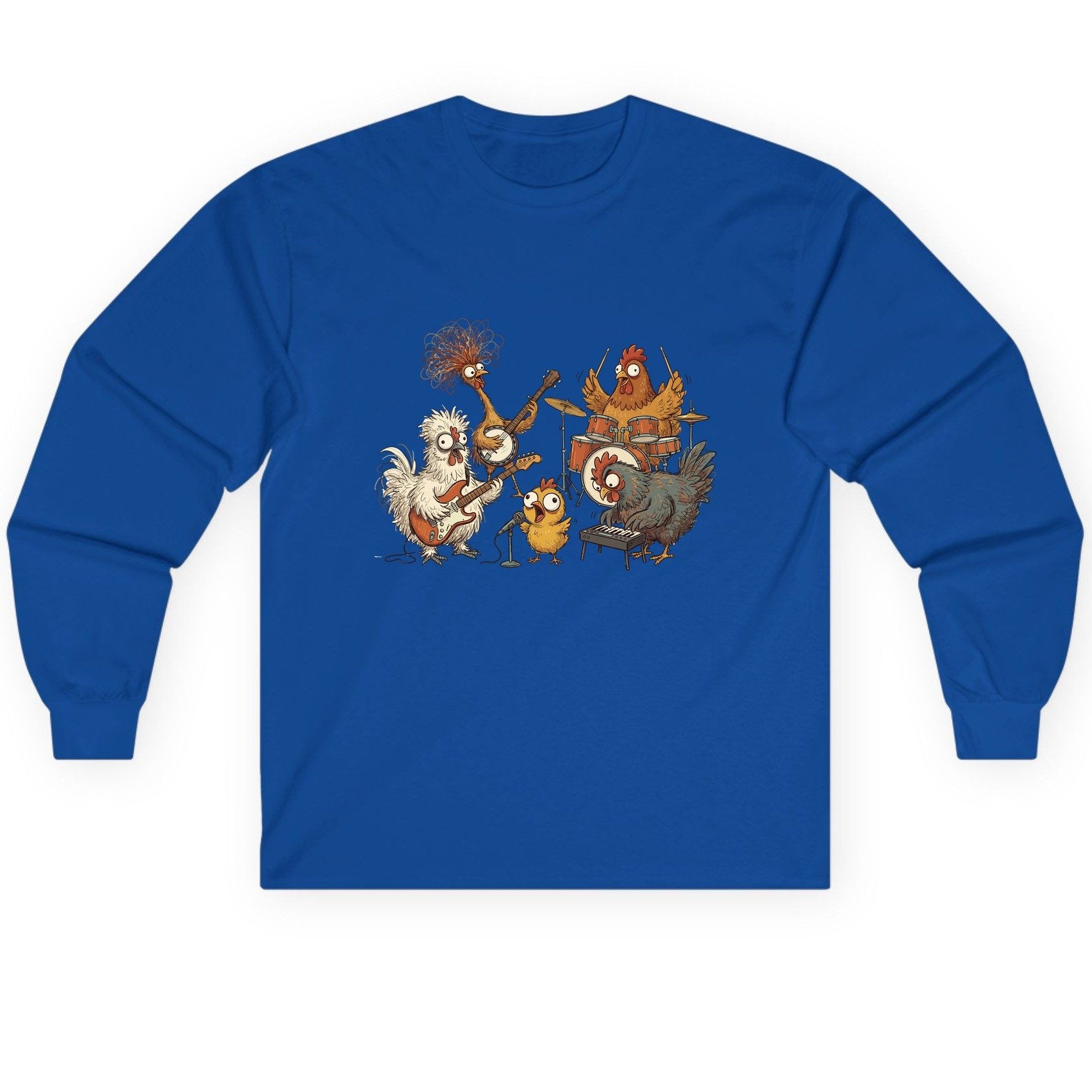 Chicken Rock Band chicken rock band Long Sleeve Tee Royal product mockup