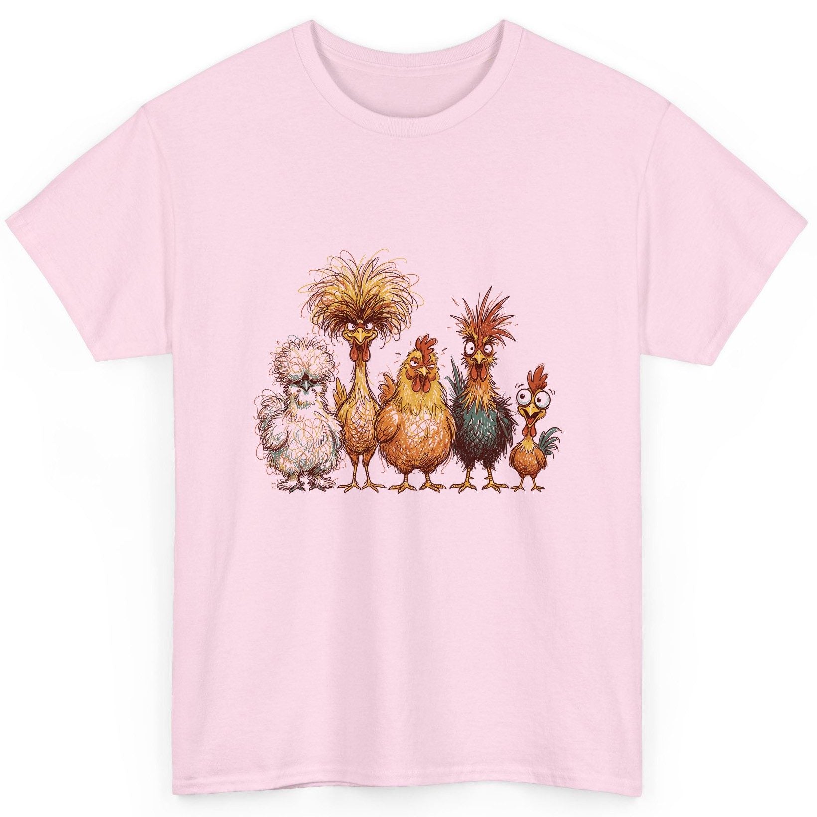 Funny Scribble Art Chickens chickens T-Shirt Light Pink product mockup