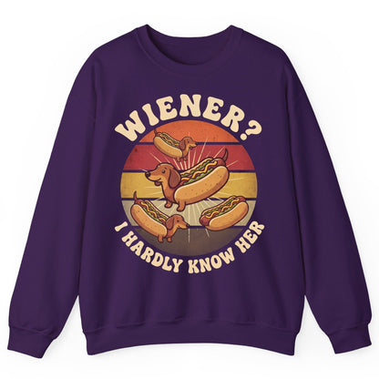 Wiener I Hardly Know Her dachshund Sweatshirt Purple product mockup