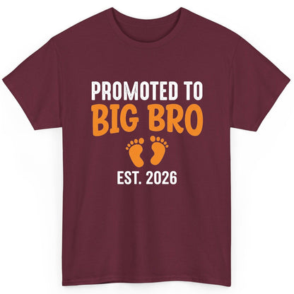Promoted TO BIG BRO EST 2026 Pregnancy Announcement T-Shirt - product mockup - Maroon