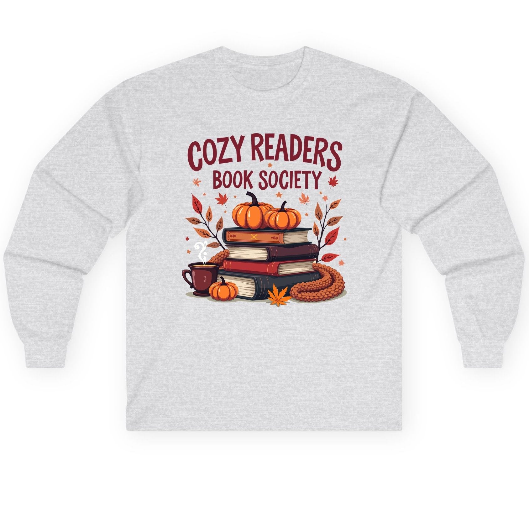 Cozy Readers Book Society reading Long Sleeve Tee Ash product mockup