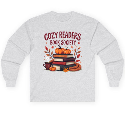 Cozy Readers Book Society reading Long Sleeve Tee Ash product mockup