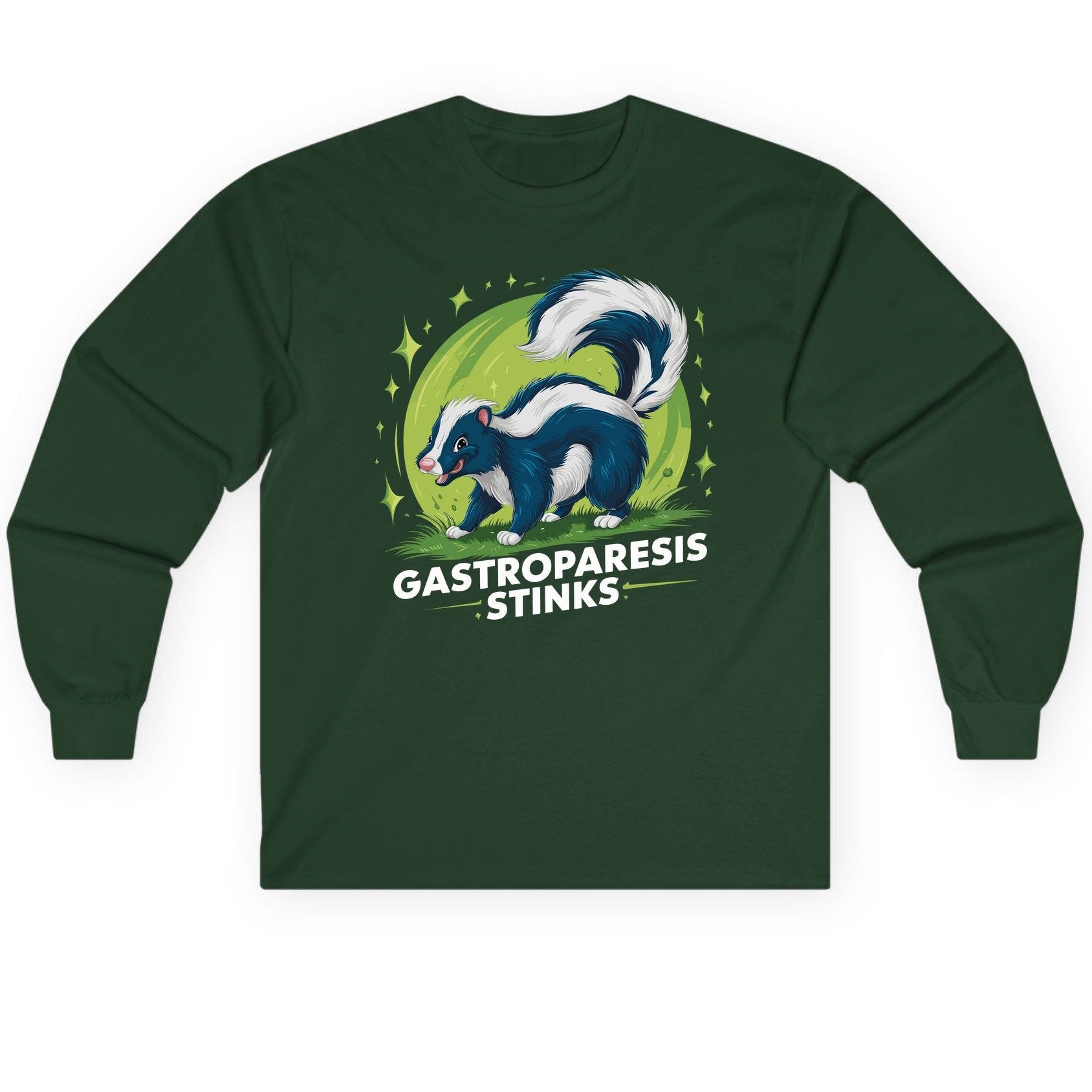 Gastroparesis Stinks gastroparesis awareness Long Sleeve Tee Forest Green product mockup