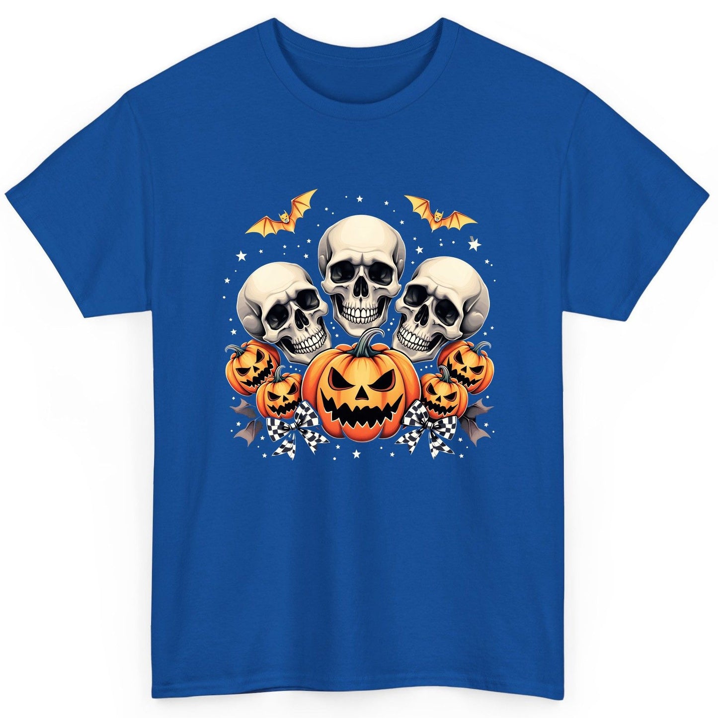 Skulls and Pumpkins Halloween Halloween T-Shirt Royal product mockup