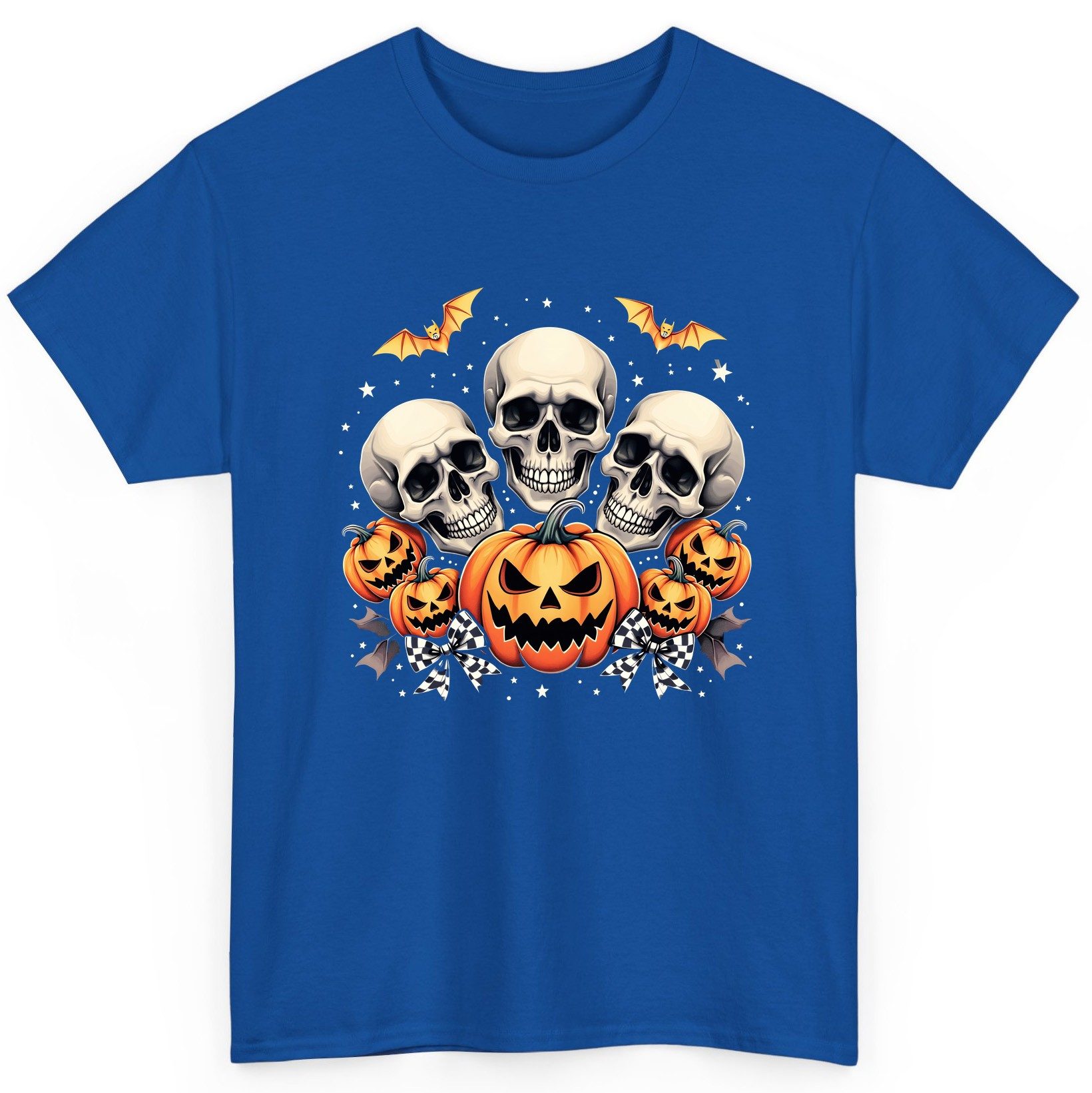 Skulls and Pumpkins Halloween Halloween T-Shirt Royal product mockup