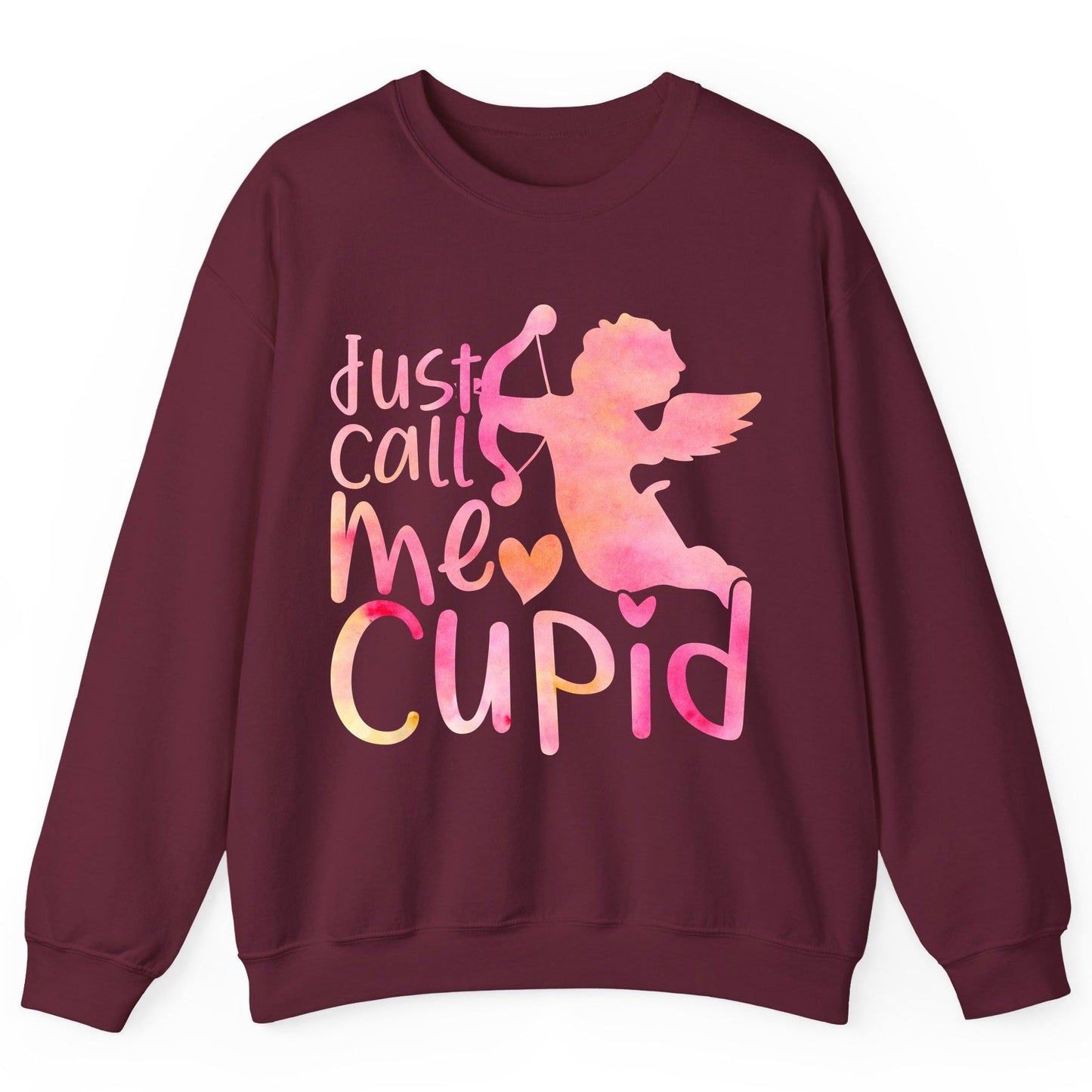 Just Call Me Cupid cupid Sweatshirt Maroon product mockup