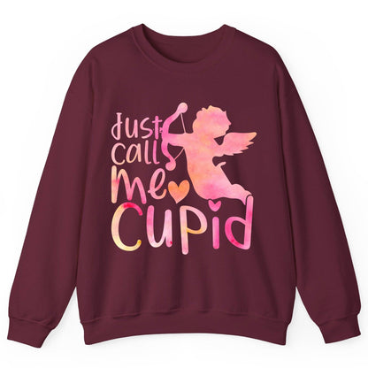 Just Call Me Cupid cupid Sweatshirt Maroon product mockup